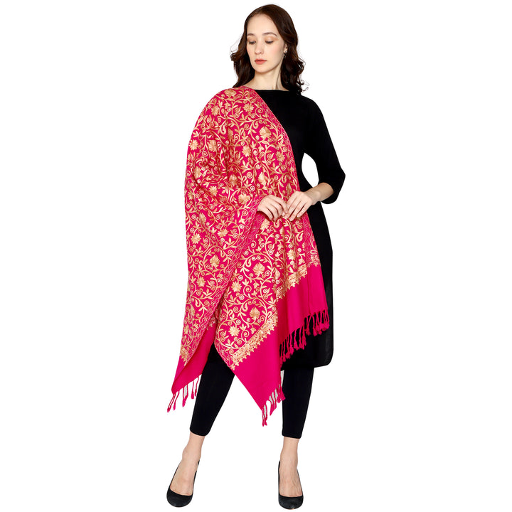 Women's Aari Embroidered Wool Stole
