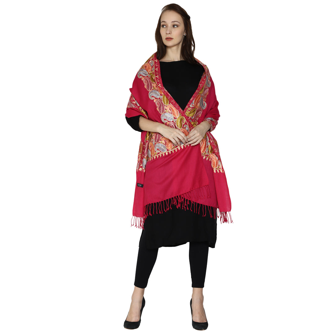 Women's Aari Embroidery Wool Stole