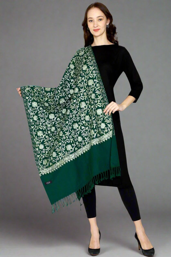 Women's Aari Embroidered Wool Stole
