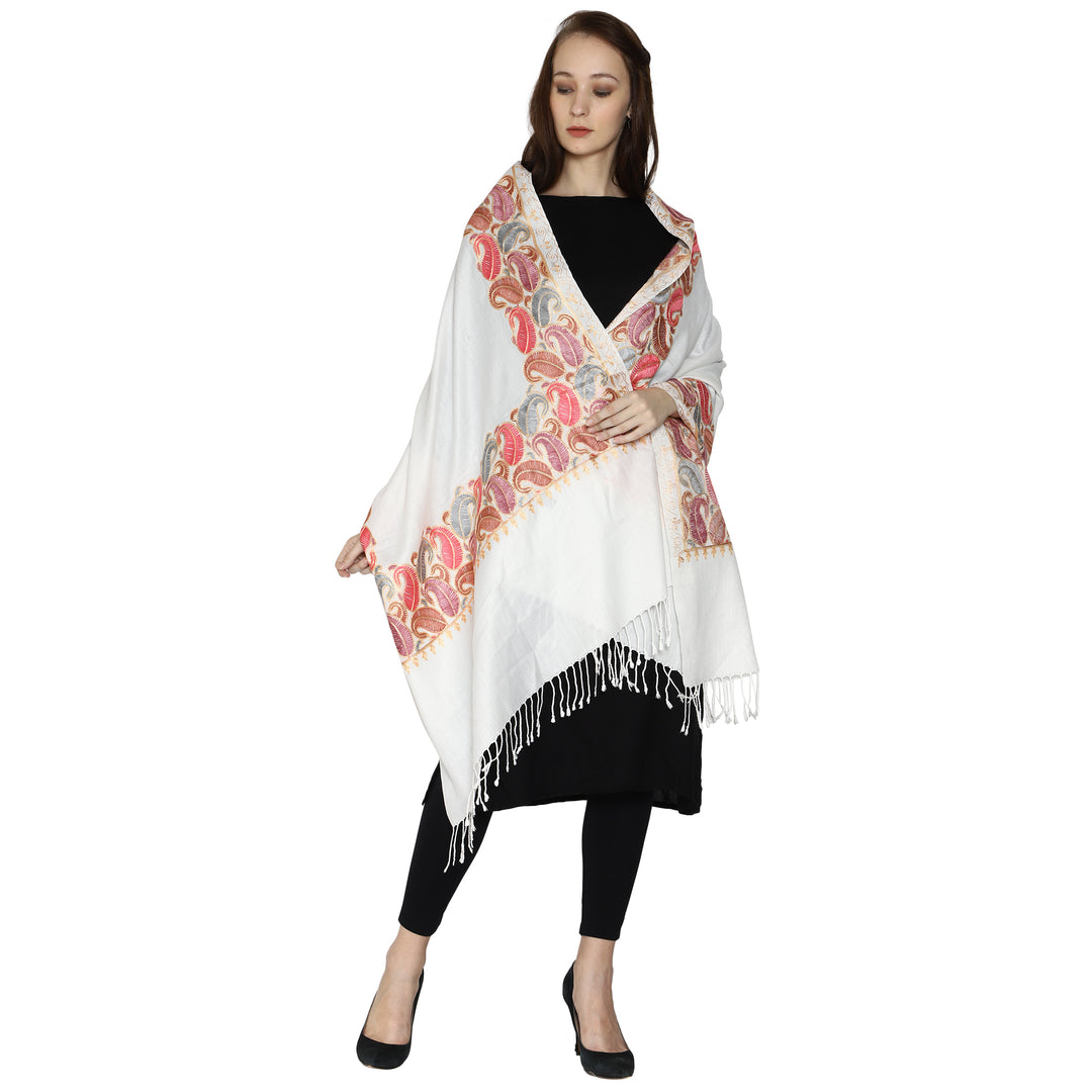Women's Aari Embroidery Wool Stole