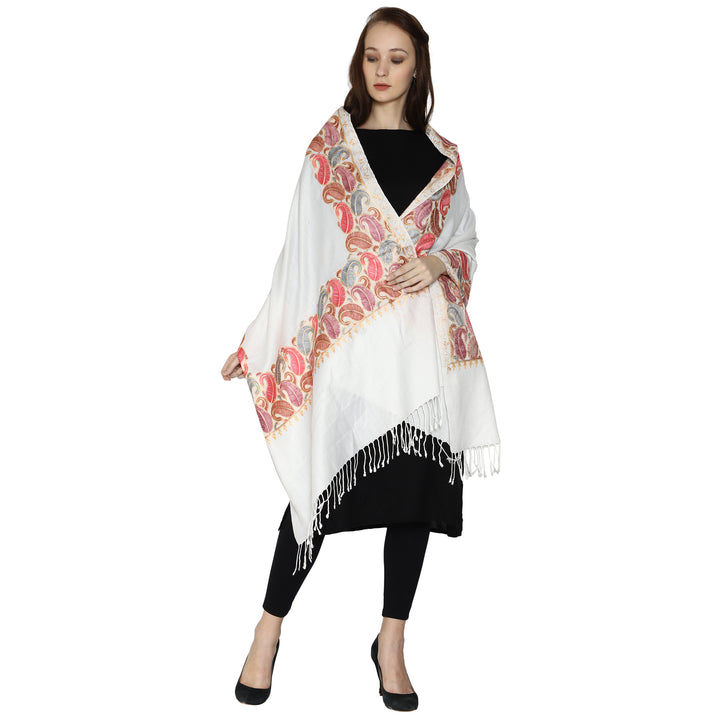 Women's Aari Embroidery Wool Stole