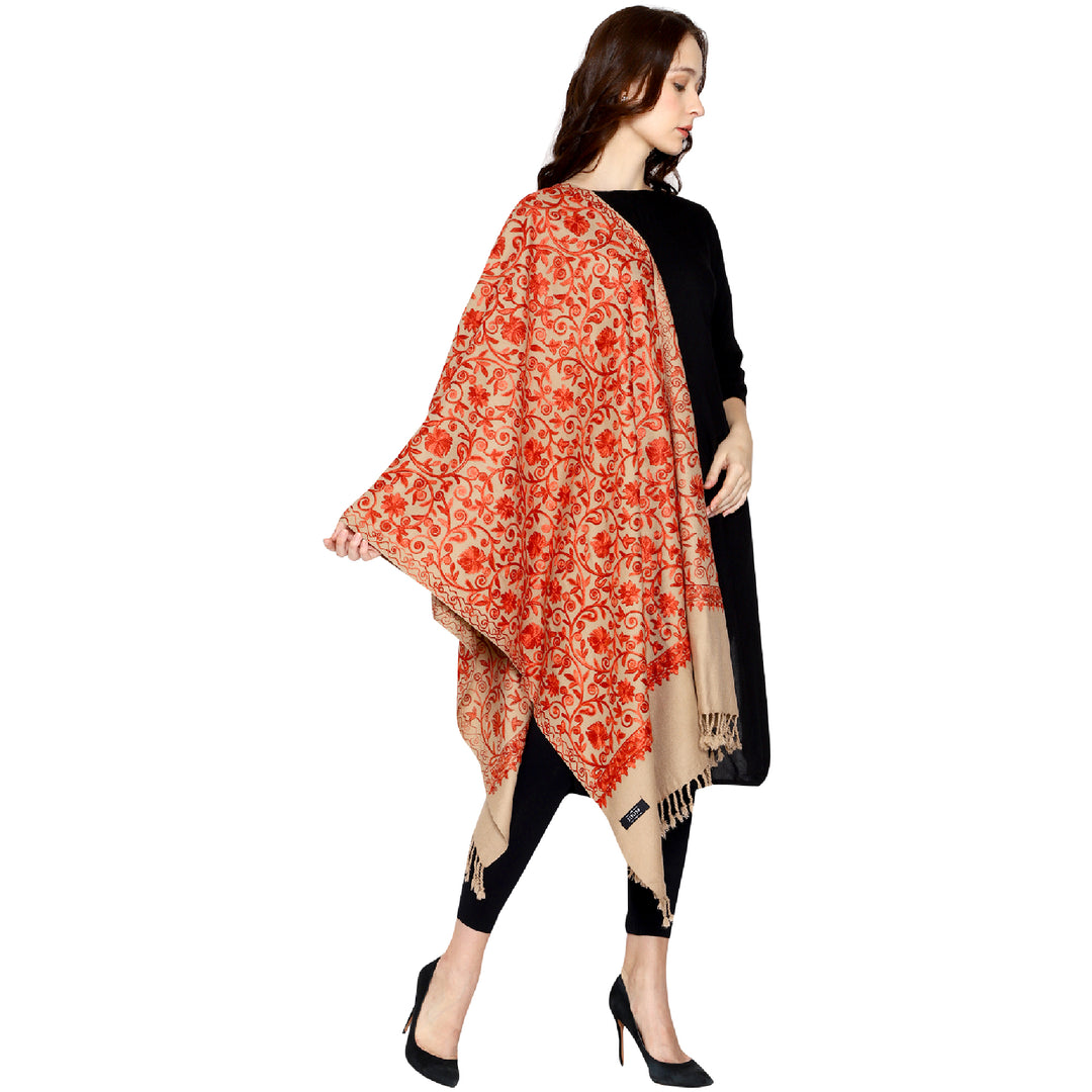 Women's Aari Embroidered Wool Stole