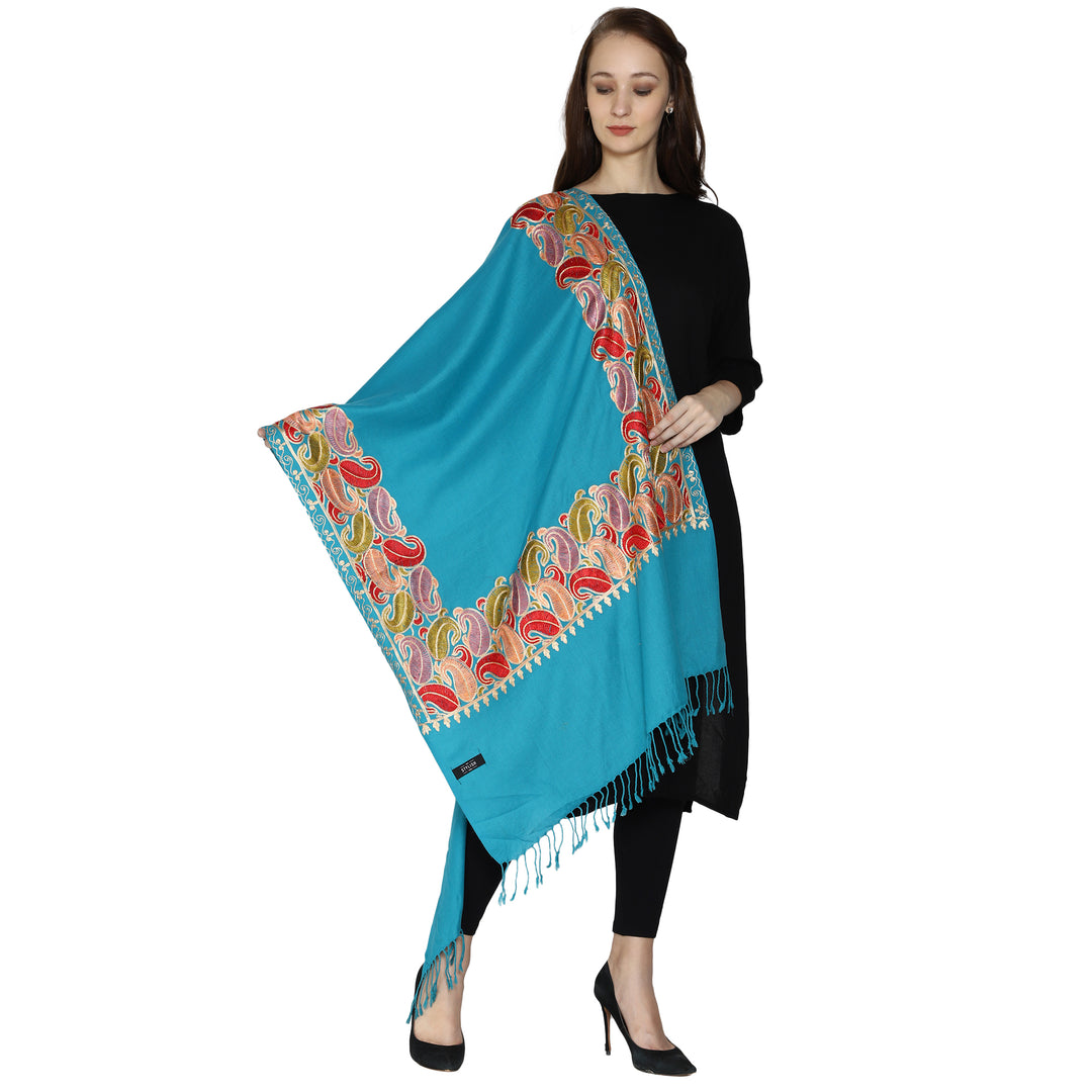Women's Aari Embroidery Wool Stole