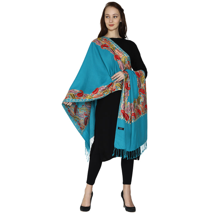 Women's Aari Embroidery Wool Stole