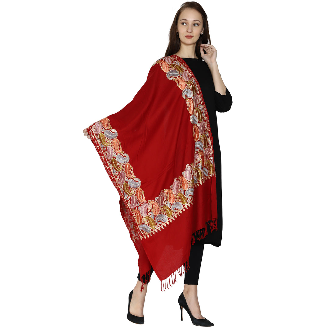 Women's Aari Embroidery Wool Stole