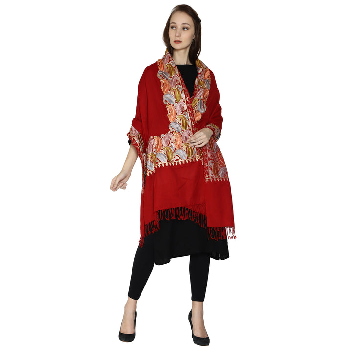 Women's Aari Embroidery Wool Stole
