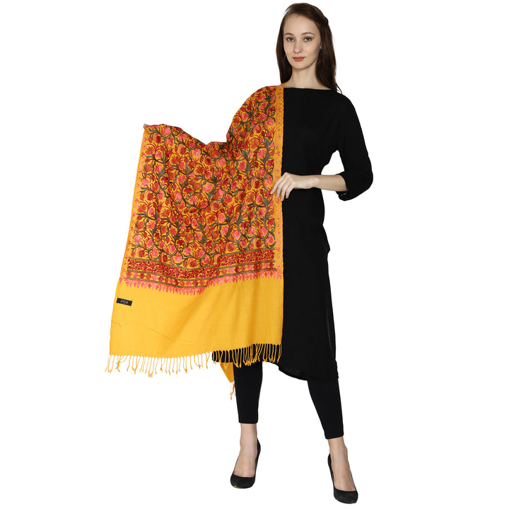 Women's Aari Embroidered Wool Stole