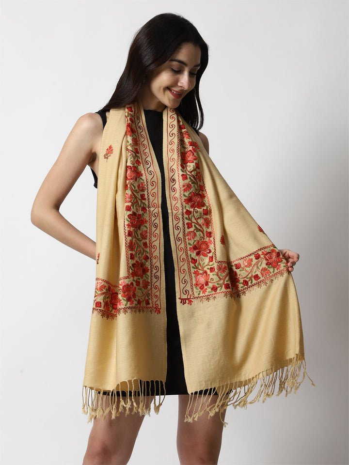Women's Aari Embroidery Wool Stole