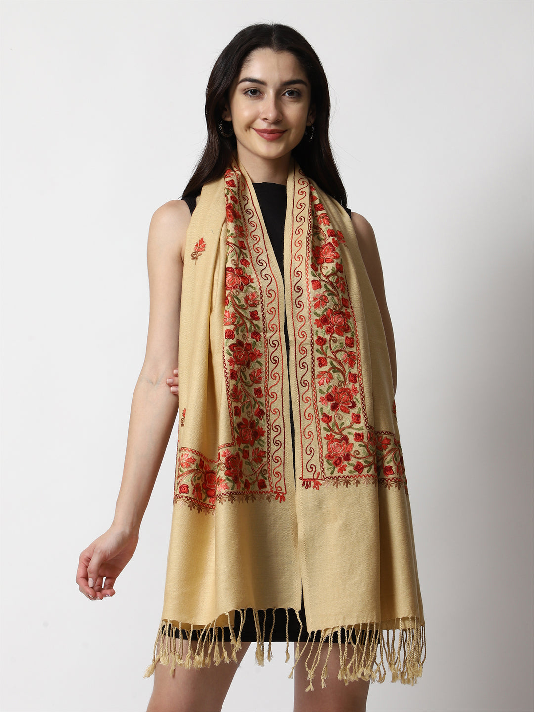Women's Aari Embroidery Wool Stole