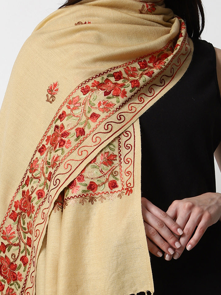 Women's Aari Embroidery Wool Stole