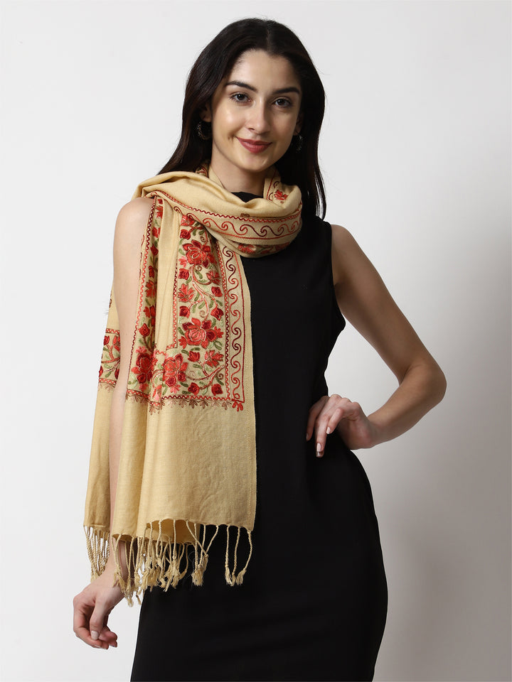 Women's Aari Embroidery Wool Stole