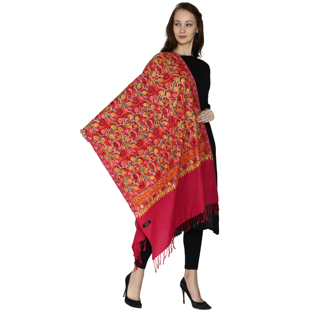 Women's Aari Embroidered Wool Stole
