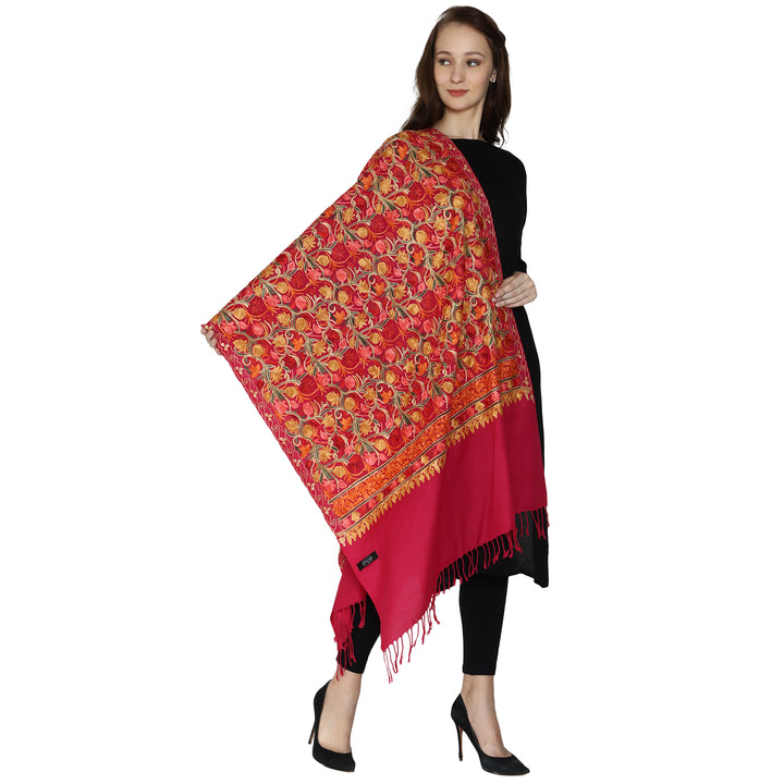 Women's Aari Embroidered Wool Stole