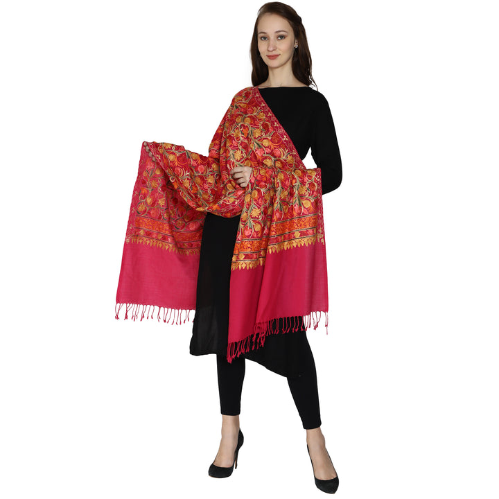 Women's Aari Embroidered Wool Stole