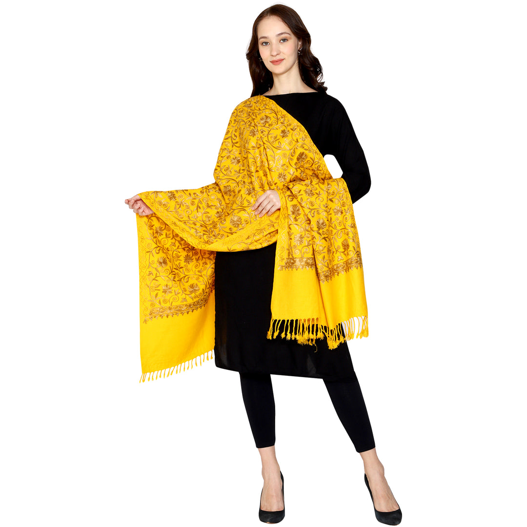 Women's Aari Embroidered Wool Stole