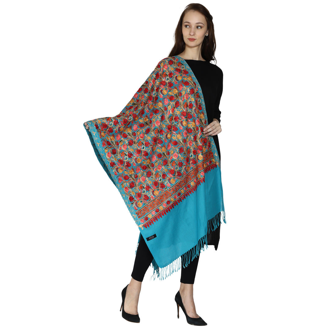 Women's Aari Embroidered Wool Stole