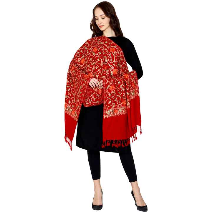 Women's Aari Embroidered Wool Stole