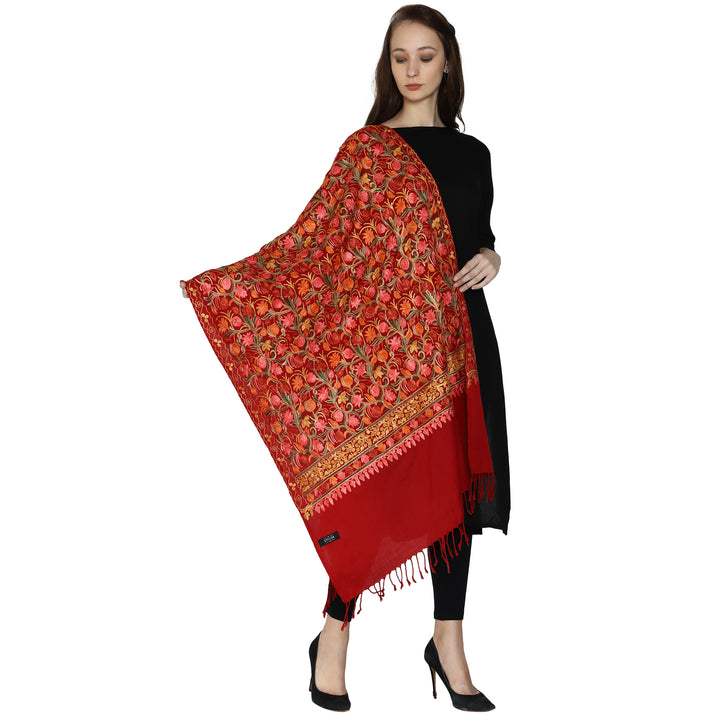 Women's Aari Embroidered Wool Stole