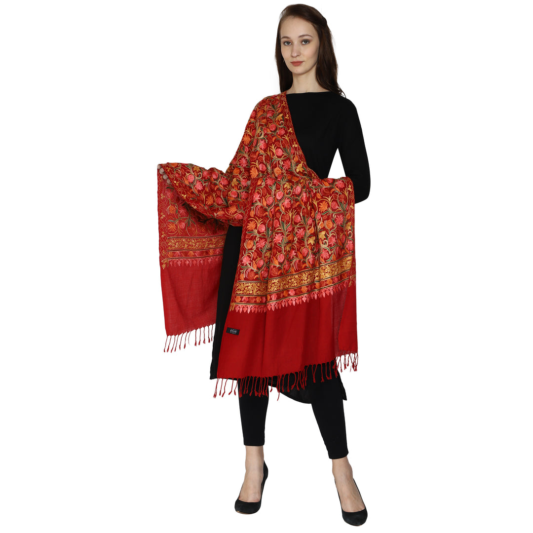 Women's Aari Embroidered Wool Stole