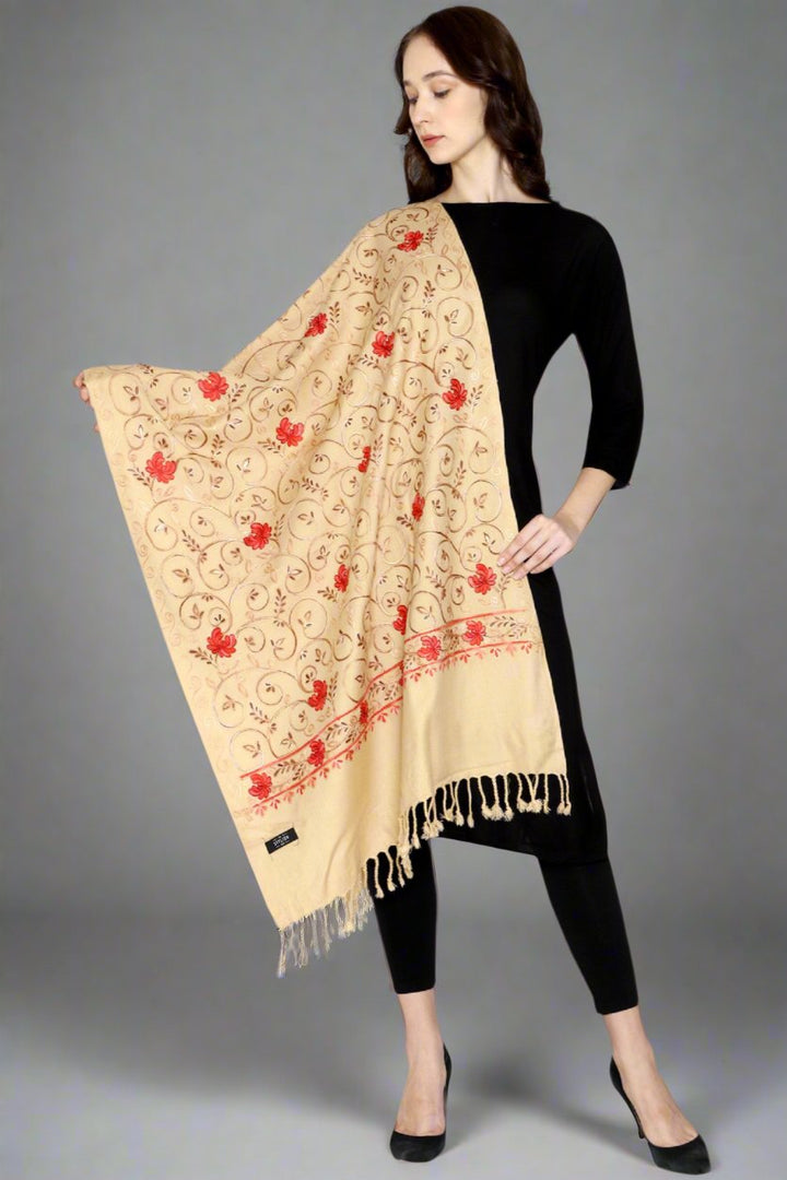 Women's Aari Embroidered Wool Stole
