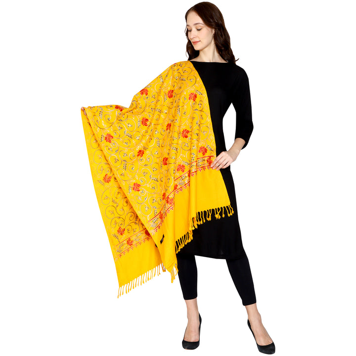 Women's Aari Embroidered Wool Stole