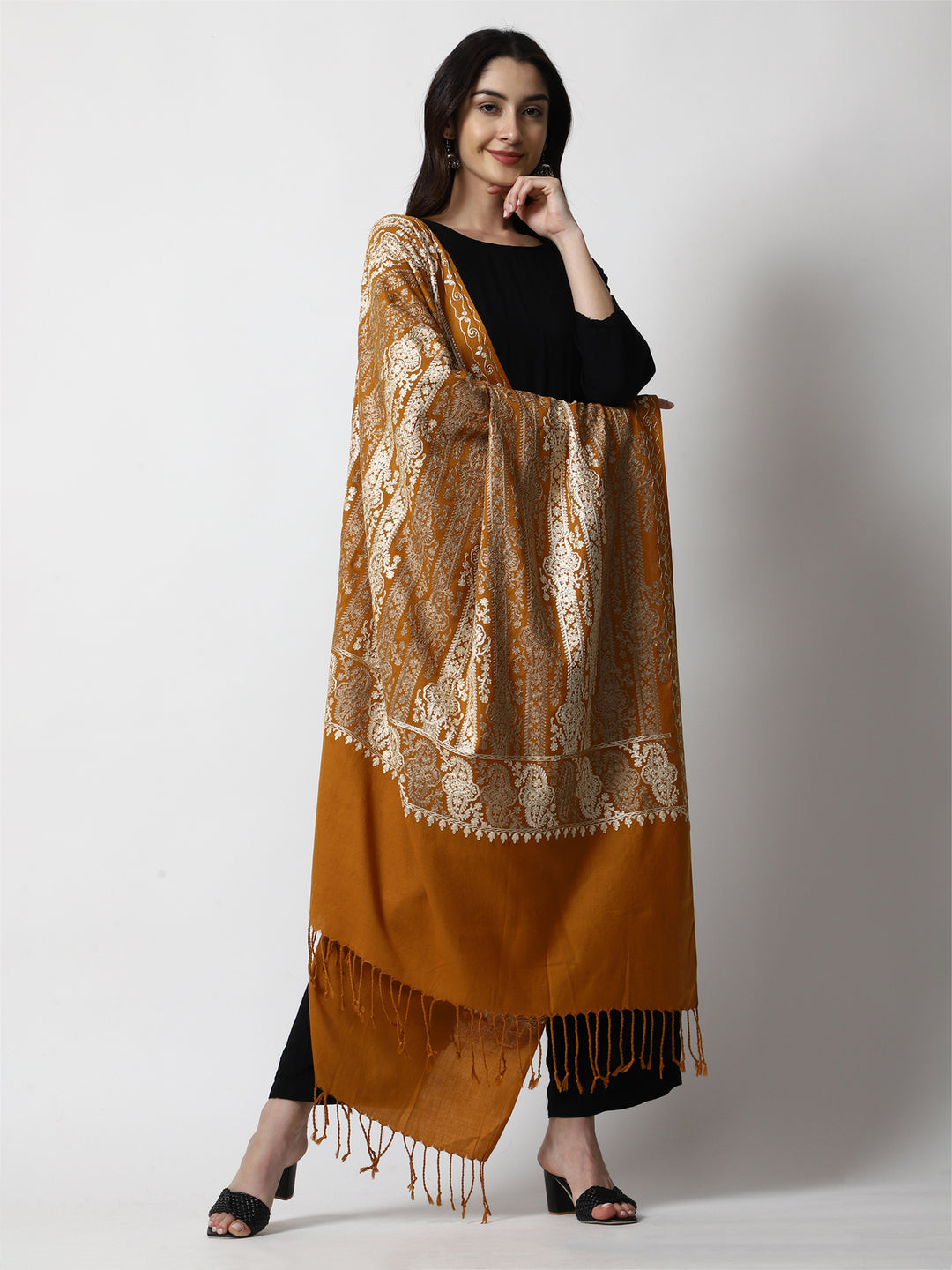 Women's Aari Embroidery Wool Shawl