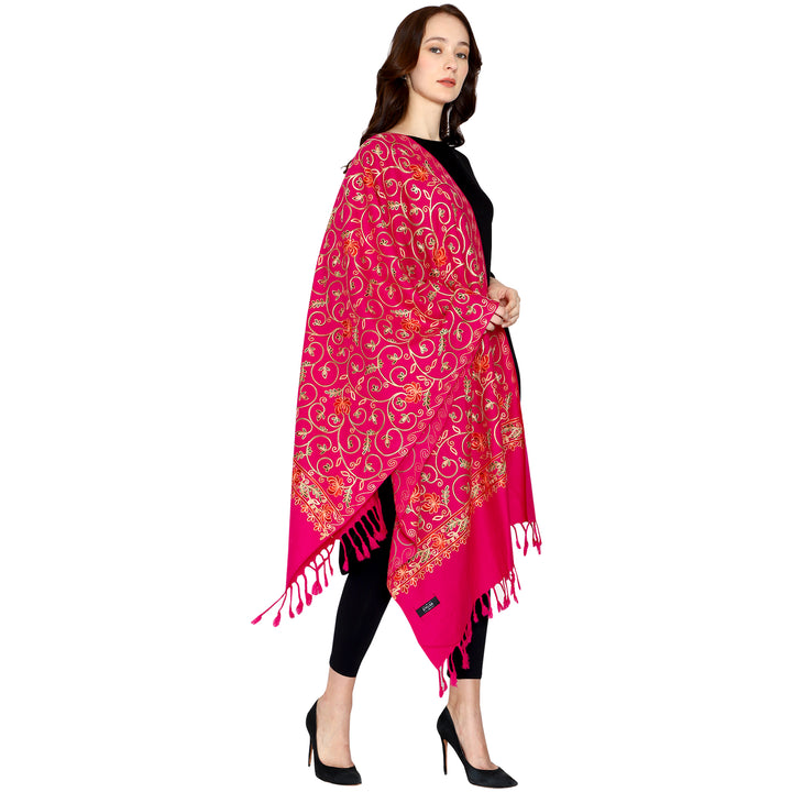 Women's Aari Embroidered Wool Stole