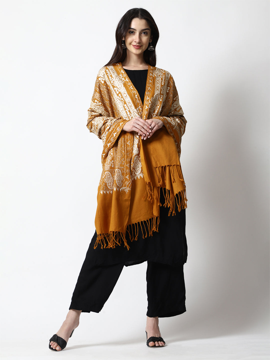 Women's Aari Embroidery Wool Shawl