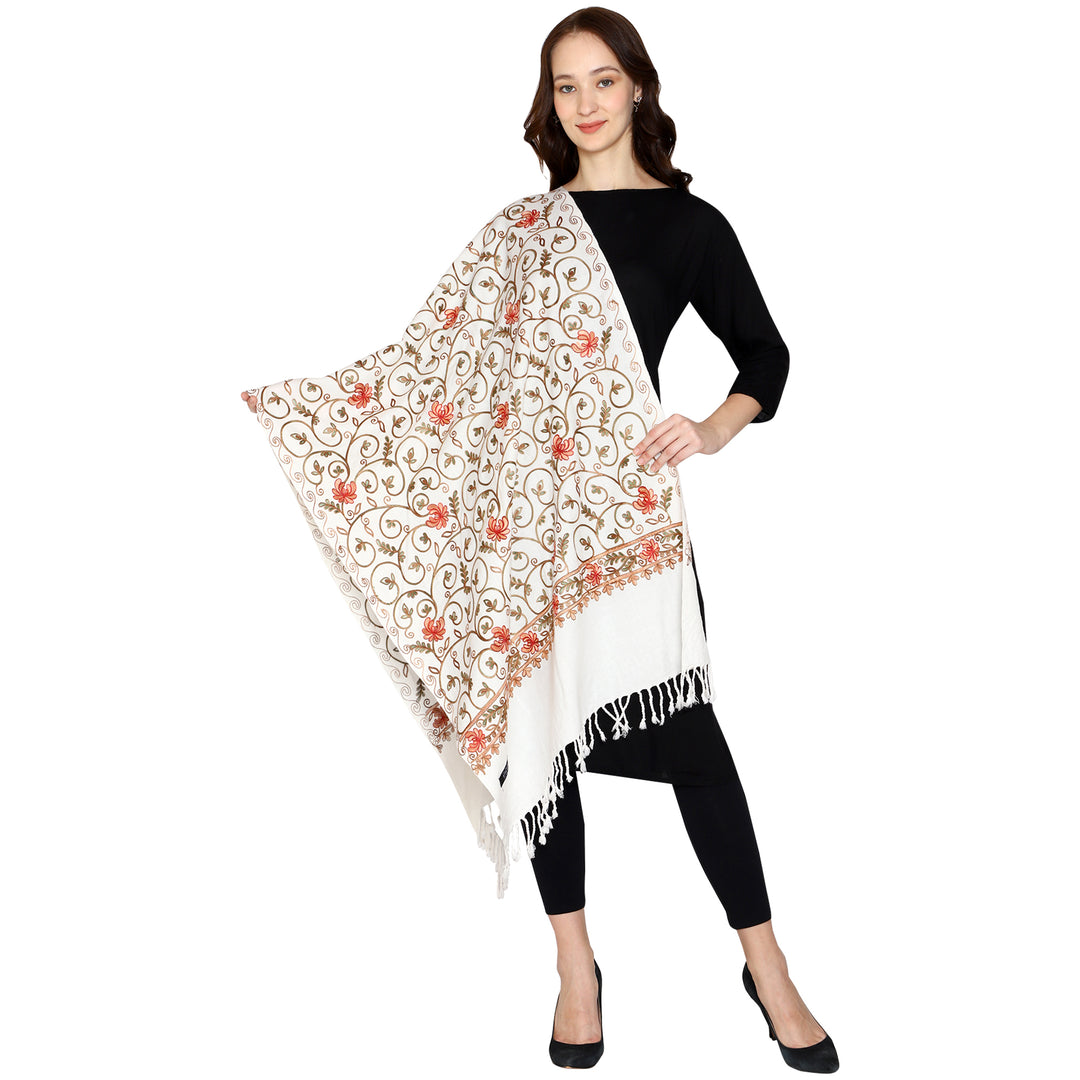 Women's Aari Embroidered Wool Stole