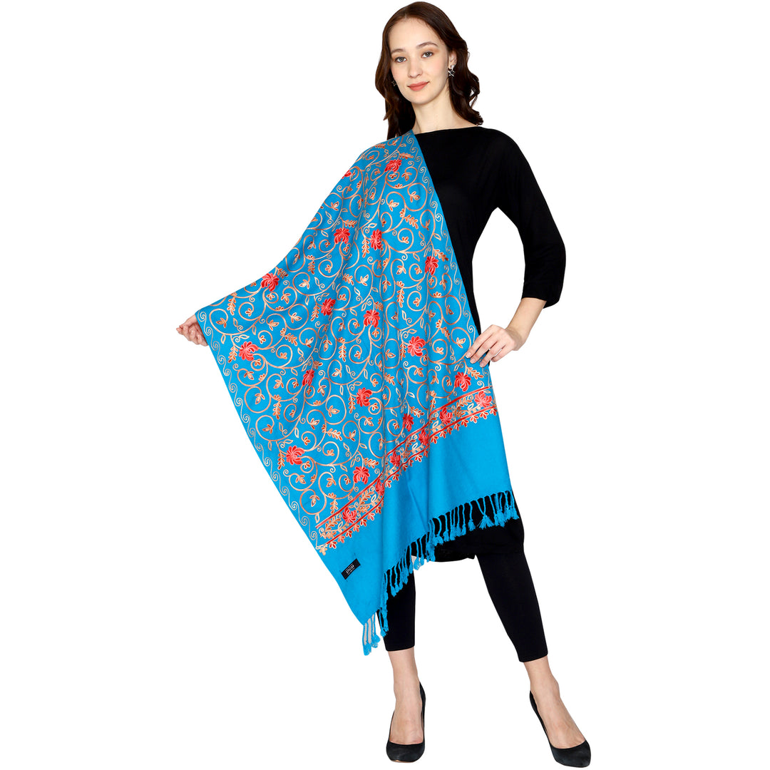 Women's Aari Embroidered Wool Stole