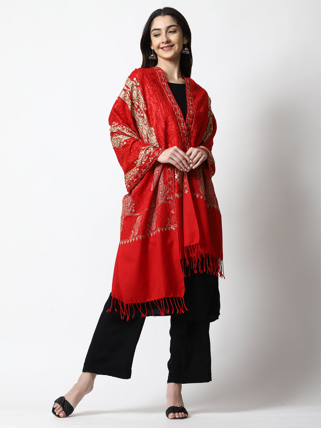 Women's Aari Embroidery Wool Shawl