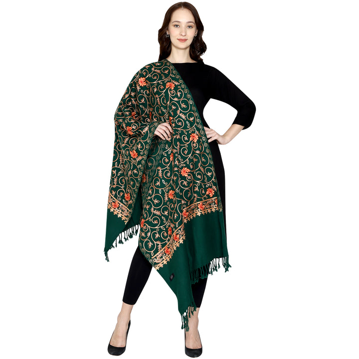 Women's Aari Embroidered Wool Stole