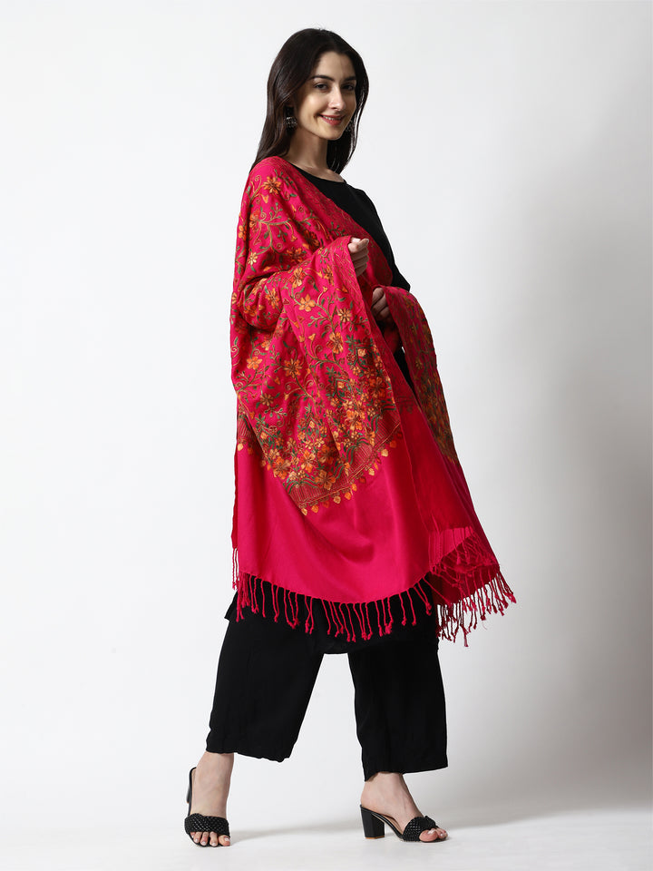 Women's Aari Embroidered Wool Shawl