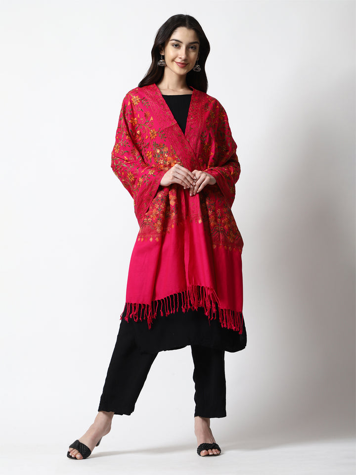 Women's Aari Embroidered Wool Shawl