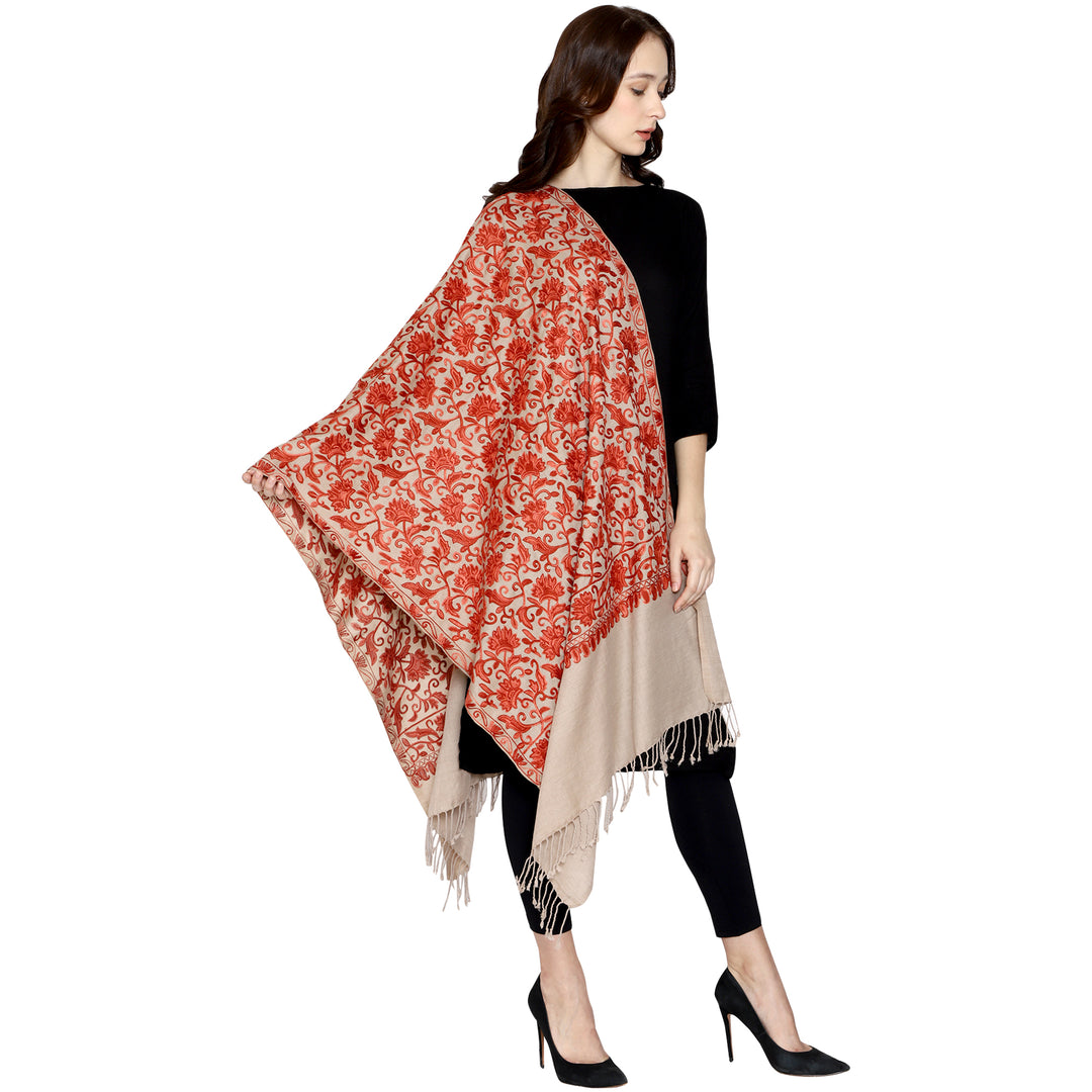 Women's Aari Embroidery Wool Stole