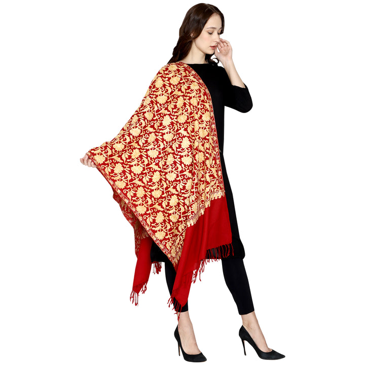 Women's Aari Embroidery Wool Stole
