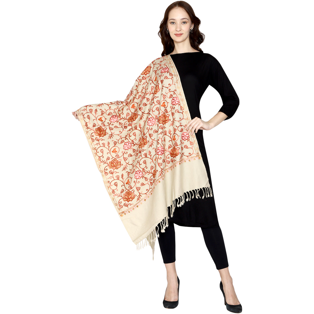 Women's Aari Embroidered Wool Stole