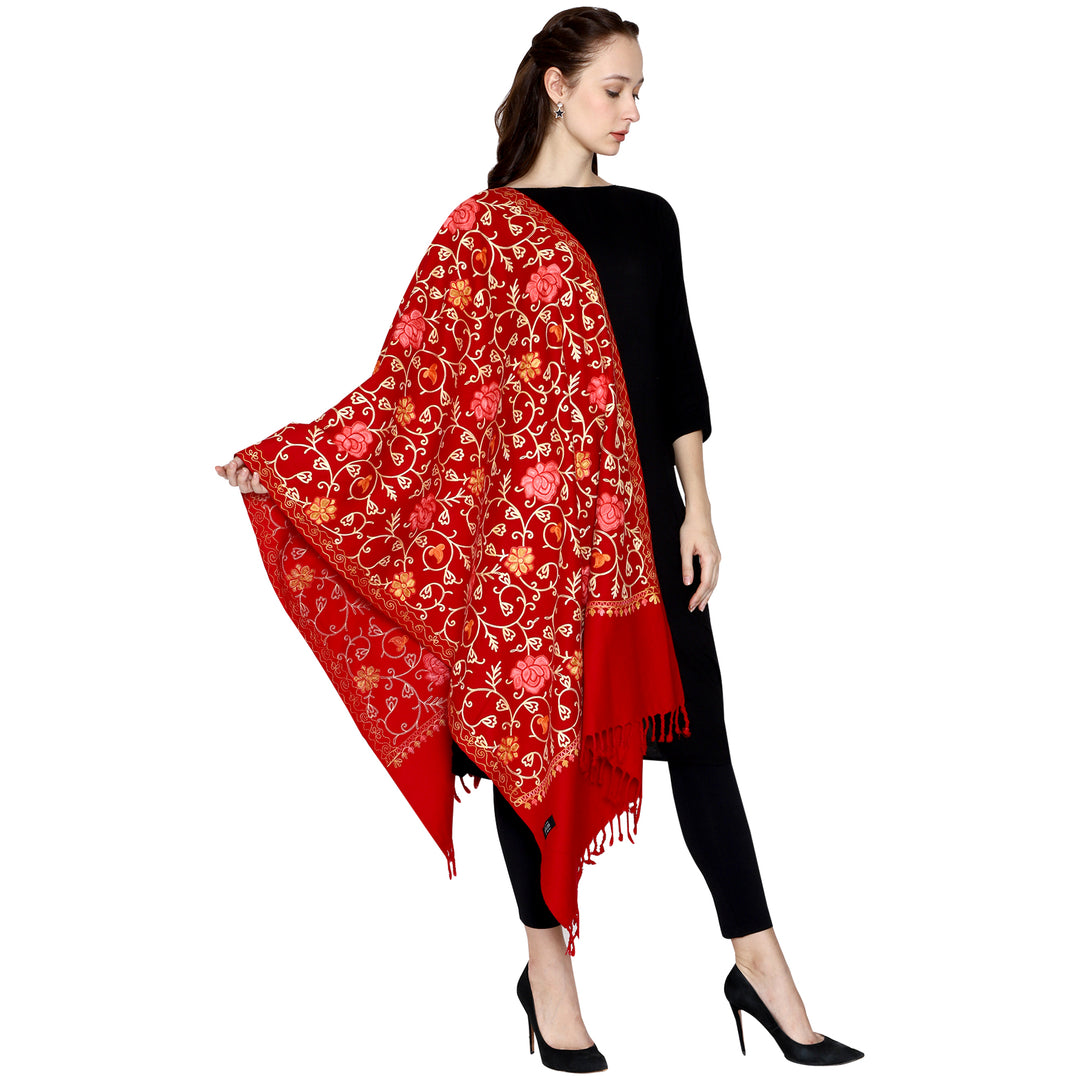 Women's Aari Embroidered Wool Stole