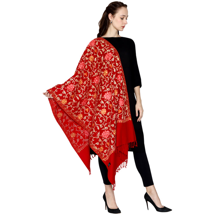 Women's Aari Embroidered Wool Stole