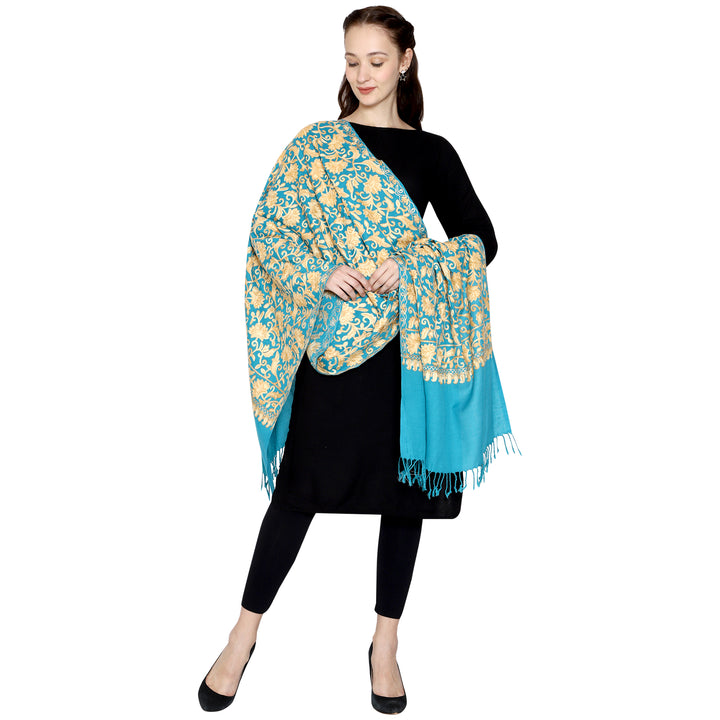 Women's Aari Embroidery Wool Stole