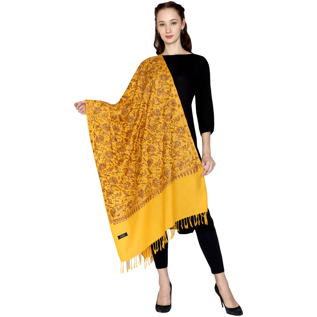 Women's Aari Embroidery Wool Stole