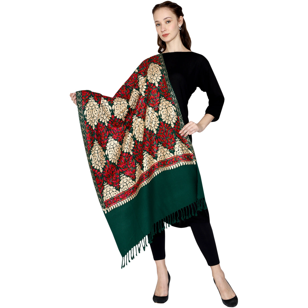 Women's Aari Embroidered Wool Stole