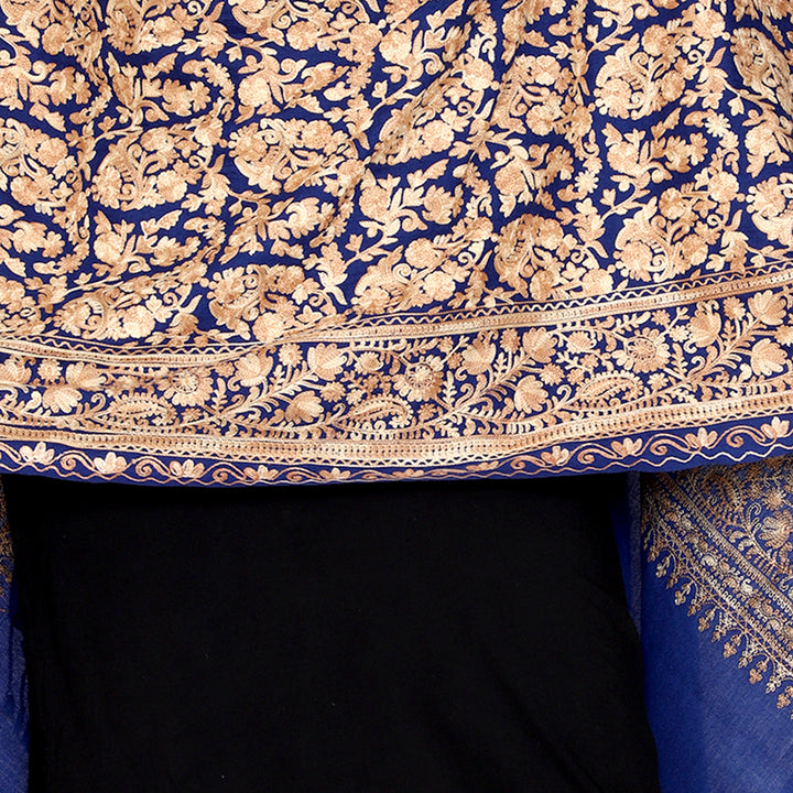 Women's Aari Embroidery Wool Stole