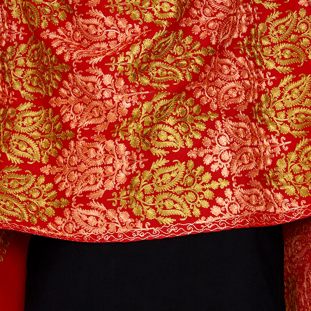 Women's Aari Embroidered Wool Stole