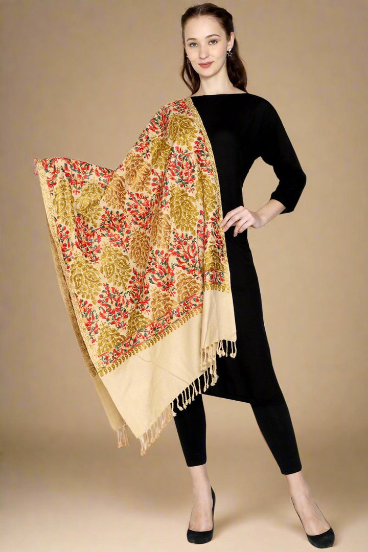 Women's Aari Embroidered Wool Stole