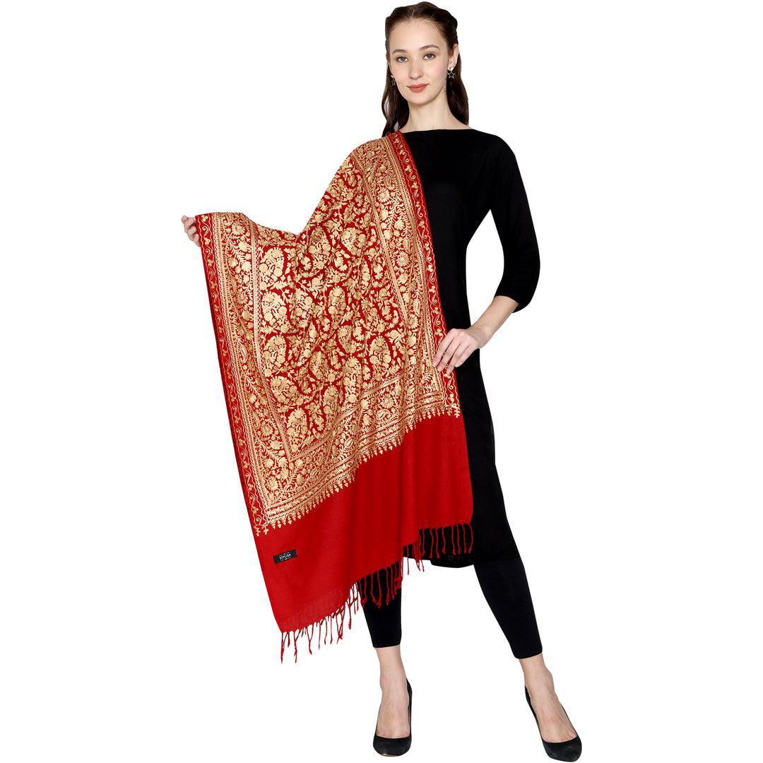 Women's Aari Embroidery Wool Stole