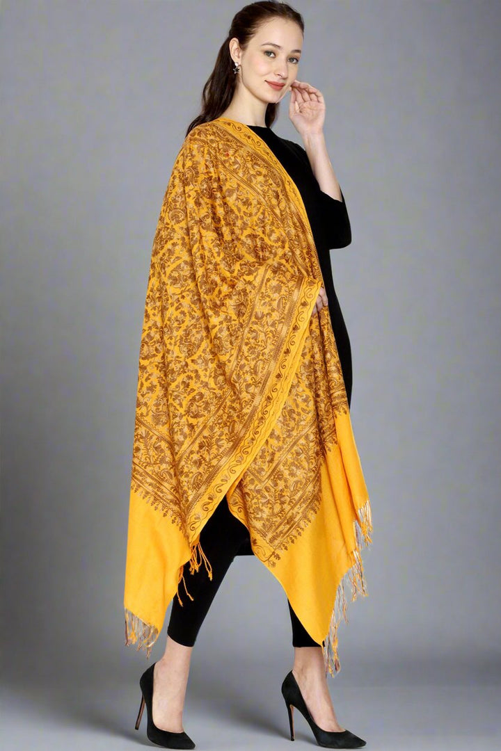 Women's Aari Embroidery Wool Stole