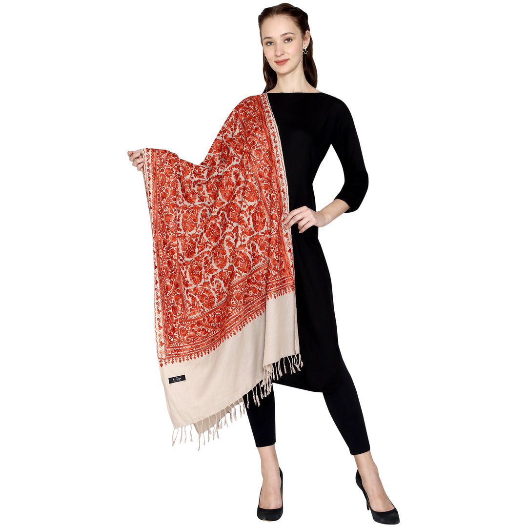 Women's Aari Embroidery Wool Stole