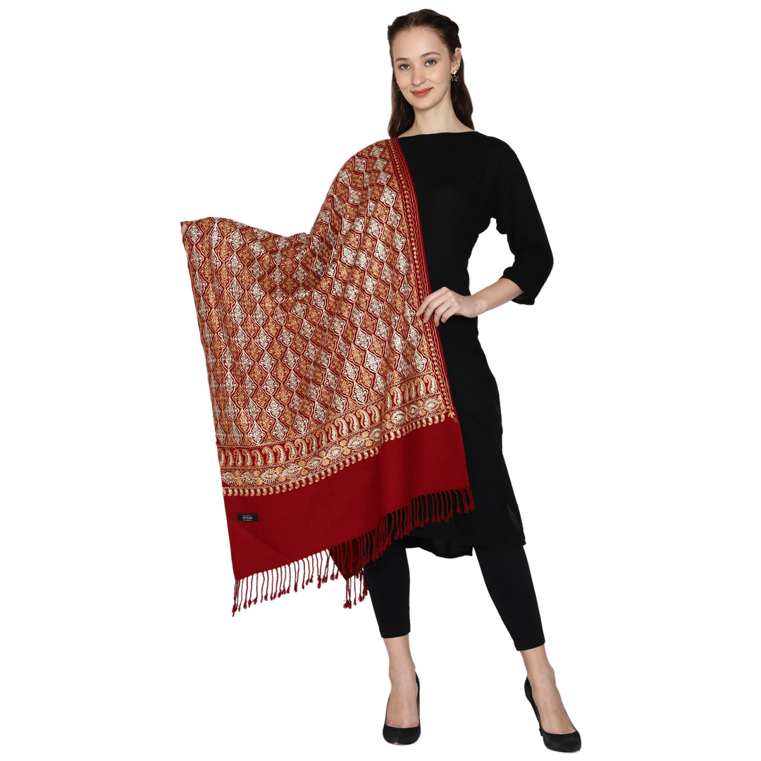 Women's Aari Embroidered Wool Stole