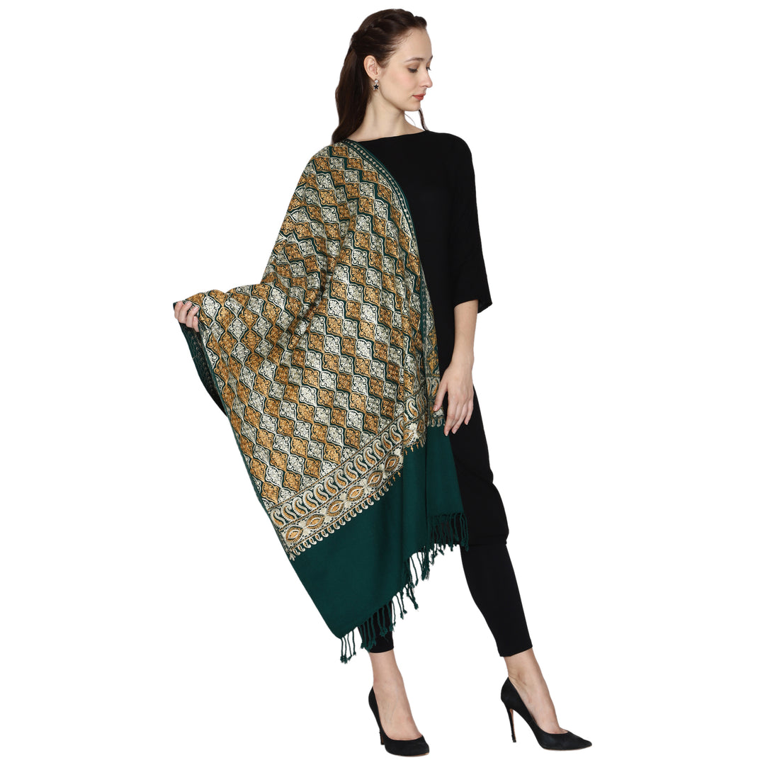 Women's Aari Embroidered Wool Stole